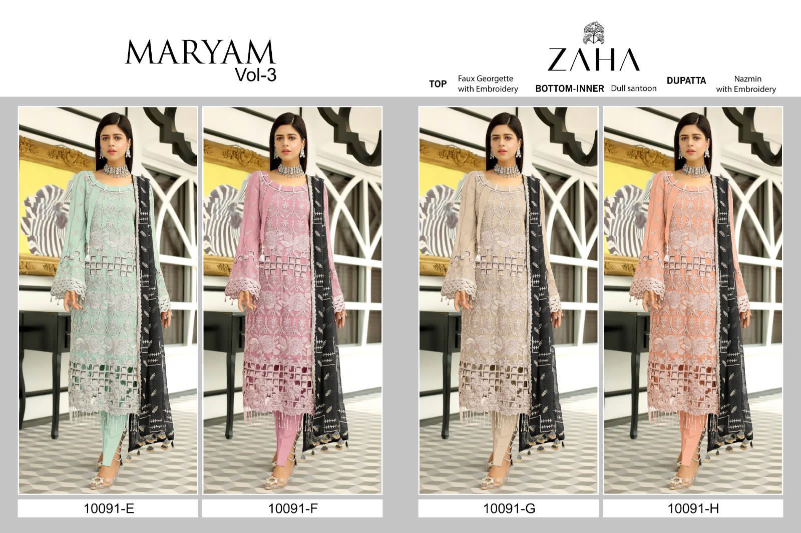 Zaha Maryam Vol 3 Wholesale Georgette Pakistani Salwar Kameez